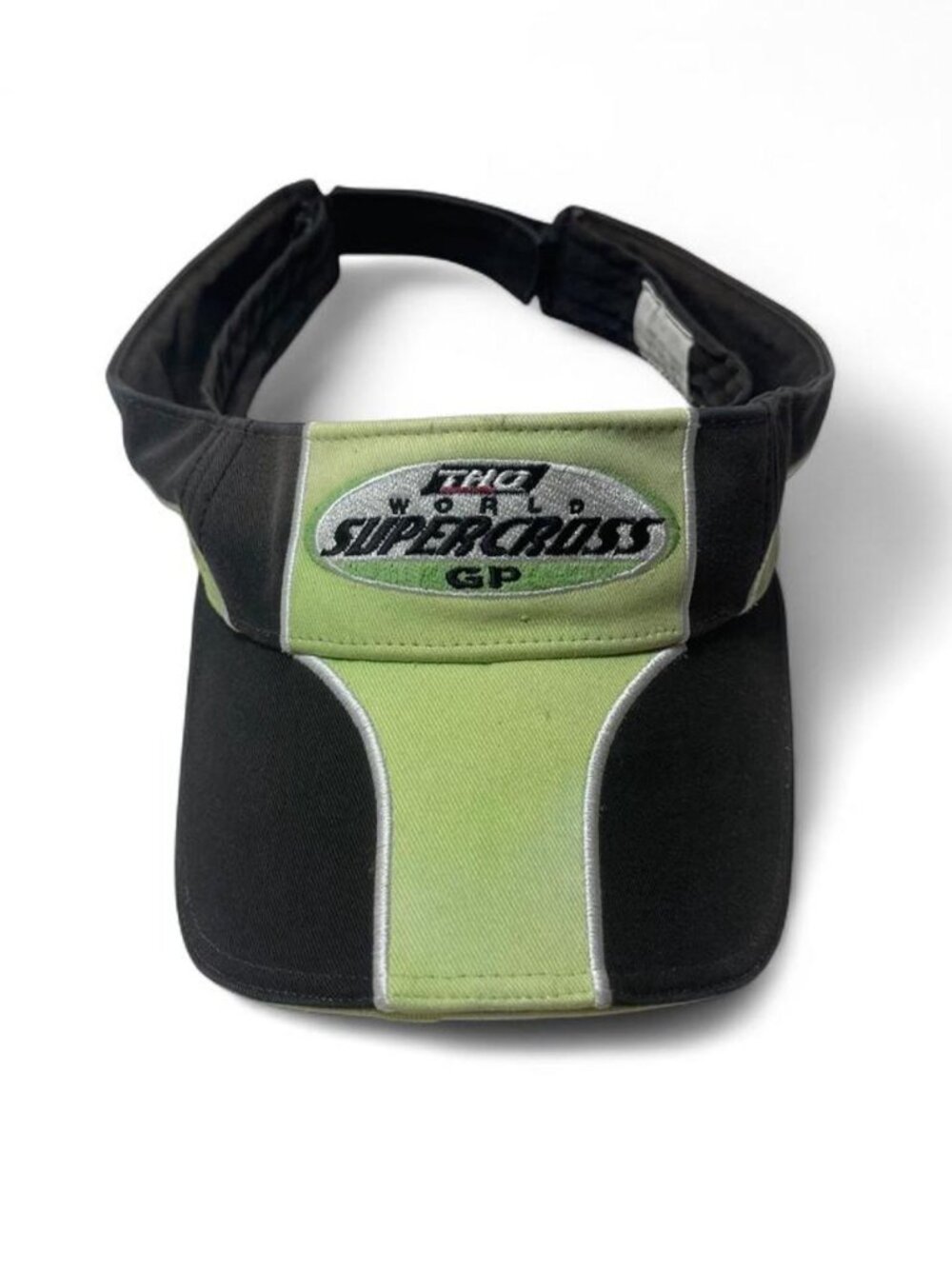 Y2K World Supercross GP Visor Hat Green Black Motorsports Racing Cap